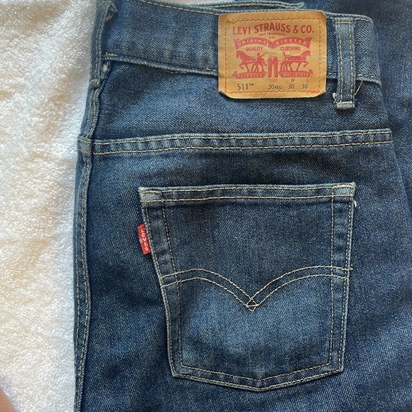 Levi's 511 Slim Fit Jeans Dark Wash Denim Mens 30x30 Basic Casual Vintage - Picture 9 of 10